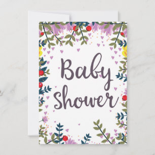 Blommig inbjudan till baby shower