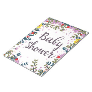 Blommig inbjudan till baby shower anteckningsblock