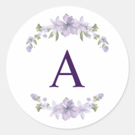 Blommig initial dekal | Personlig monogram Runt Klistermärke