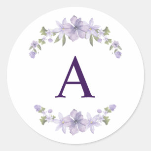 Blommig initial dekal Personlig monogram Runt Klistermärke