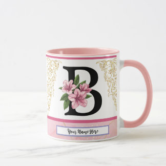 Blommig initial mugg – Bokstav B monogram | Person