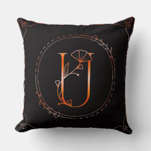 🌸 Blommig initial U-monogram hemdekor ✨ Kudde