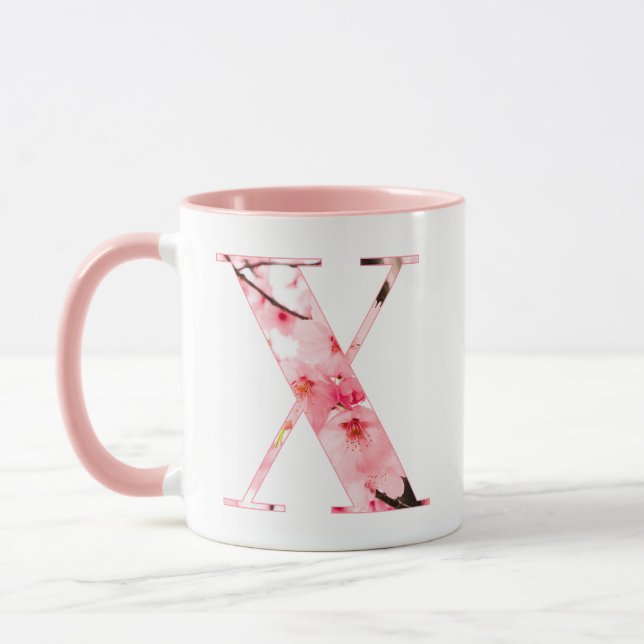 Blommig initial X-mugg | Personligt namn & egenska Mugg (Vänster)