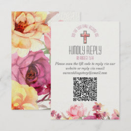 Blommig Inspirerande Vänligen Svara QR-kod Bröllop OSA Kort