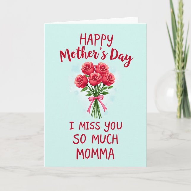 Blommig Jag Saknar Dig Mamma Kort (Framsida)