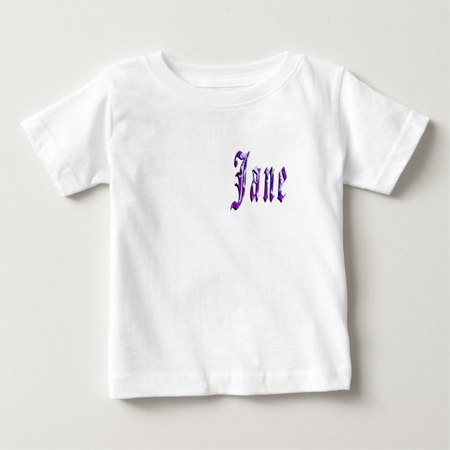 Blommig "Jane" Namn, Baby T-shirt (Framsida)