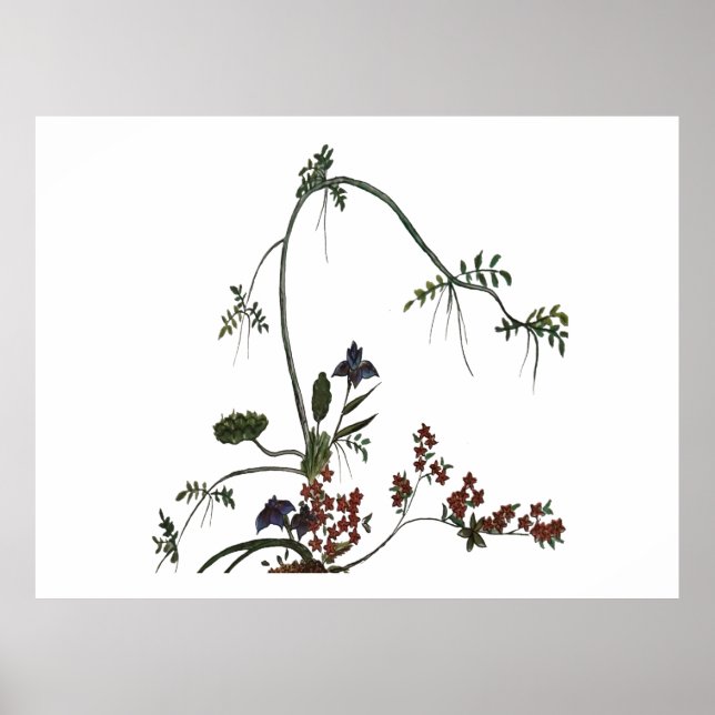 Blommig Japansk Blomsterkonst Poster (Framsidan)