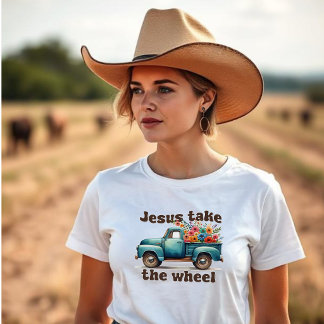 Blommig Jesus Ta Rattet - Landsbygdens Lastbil T Shirt