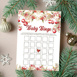 Blommig jul baby shower bingo spel kort
