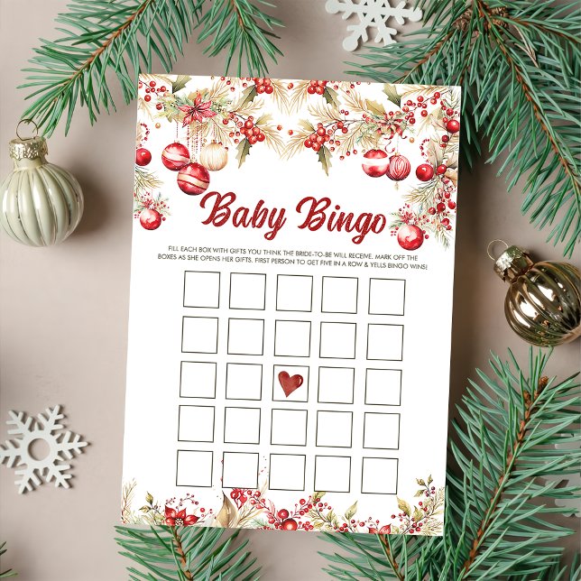 Blommig jul Bebis Shower Bingo Spel Kort (Skapare uppladdad)