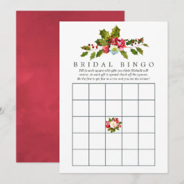 Blommig julbröllopsbingo med julkransmotiv inbjudningar