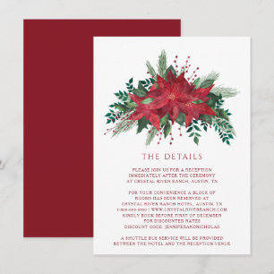 Blommig Julbrudskort med Poinsettia Detaljer Tilläggskort