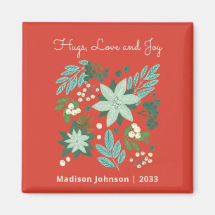 Blommig julfirande magnet