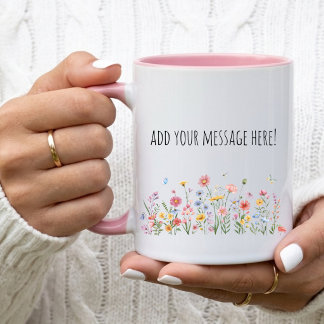 Blommig kaffekopp, anpassad textmeddelandemugg til mugg