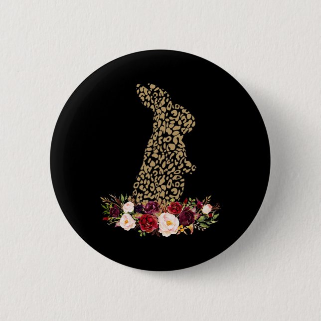 Blommig kanin leopard cheetah tryck påsk G Knapp (Framsida)