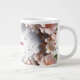 Blommig kant med anpassat namn jumbo mugg