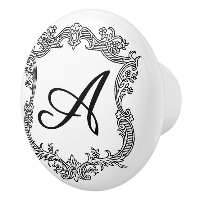 Blommig kant med monogram knopp (Höger)