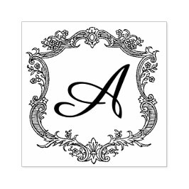 Blommig kant med monogram stämpel