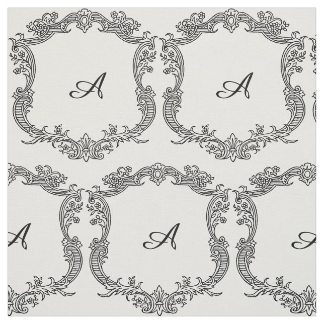 Blommig kant med monogram tyg (Provkarta)