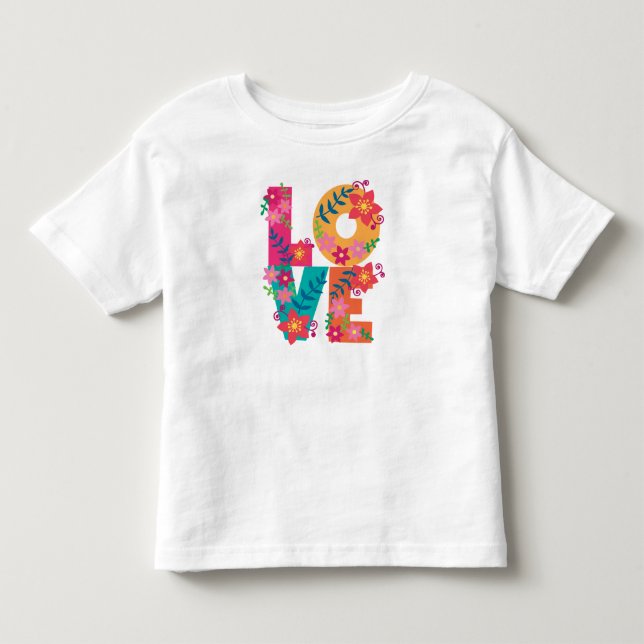 Blommig KÄRLEK Barntröja T Shirt (Framsida)