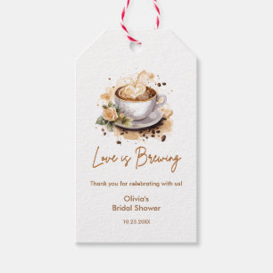 Blommig kärlek brygger brun kaffe bröllopsdusch presentetikett