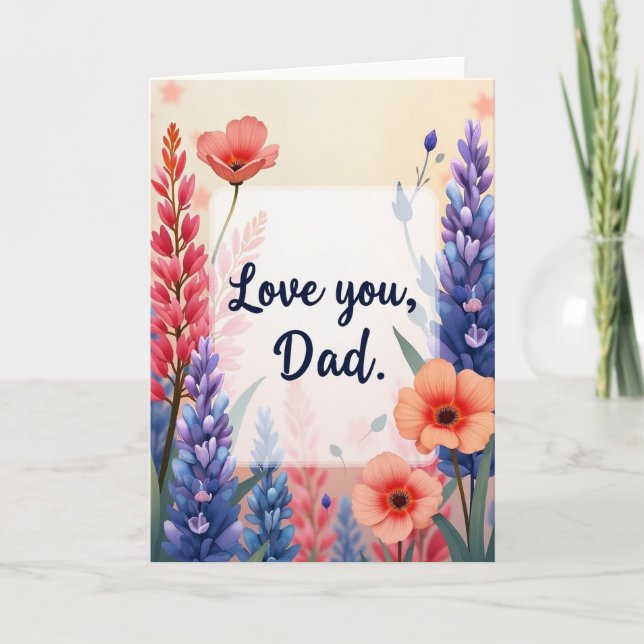 Blommig Kärlek Pappa Kort (Framsida)
