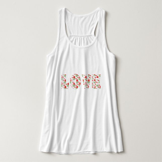 Blommig Kärlek T-Shirt Linne Med Racerback (Design framsida)
