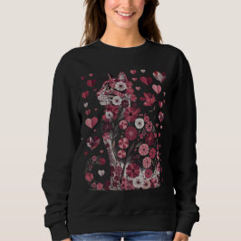 Blommig Kärlekskatt – Romantisk Rosa Botanisk Katt T Shirt