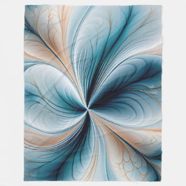 Blommig kaskad - Mjuk turkos och gyllene abstrakt  Fleecefilt
