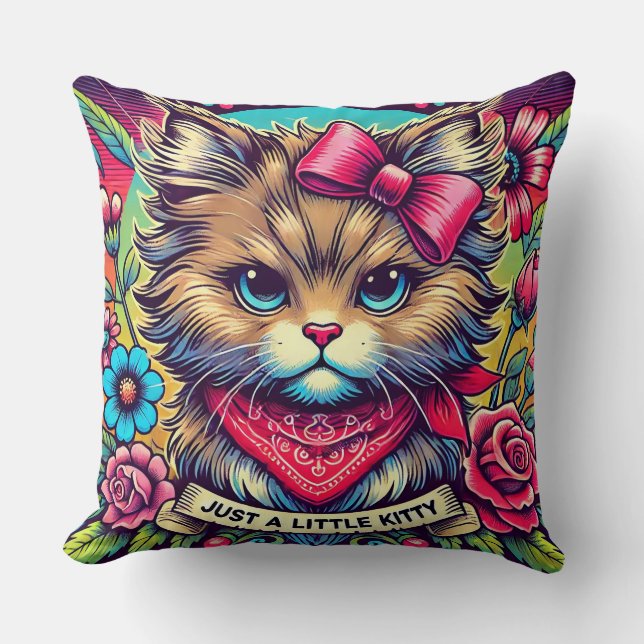🐱 Blommig Katt Kuddöverdrag Chic Dekoration Prese Kudde (Framsida)