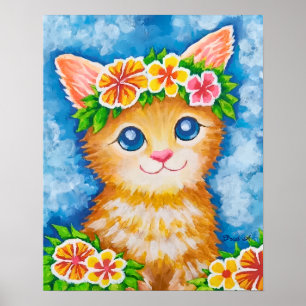Blommig Katt★ Poster