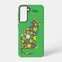 Blommig katt Samsung Galaxy-fodral