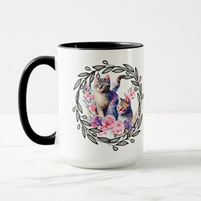 Blommig kattkopp mugg (Vänster)