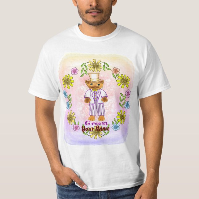Blommig Kattvård  T Shirt (Framsida)