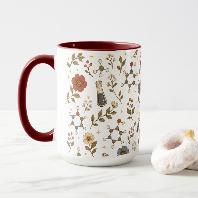 Blommig kemi estetisk kaffemugg (Med munk)