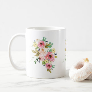 Blommig Keramikkopp i Vattenfärg Kaffemugg
