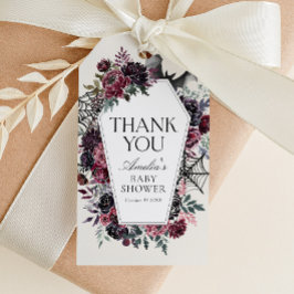 Blommig kista Halloween Baby Shower Presentetikett
