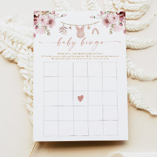Blommig klädstreck Baby Shower Bingo spelkort Inbjudningar