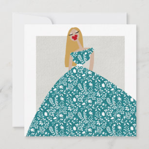 Blommig klänning Glam mode Illustrationskonst Kort