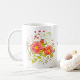 Blommig klassisk mugg med text