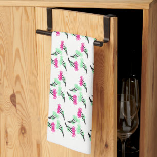 Blommig knippe rosa grön mamma mormor kökshandduk