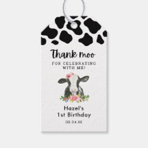 Blommig Ko Födelsedags Tacksam Moo Present Taggar