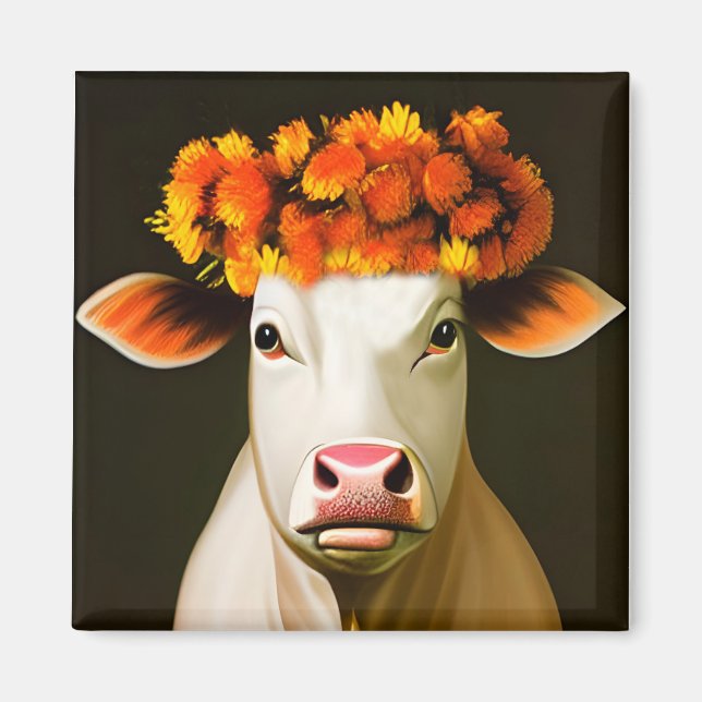 Blommig ko magnet (Framsidan)