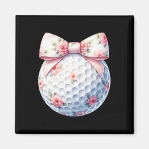 Blommig Kokett Båge Golfboll Golfspelande Golfare Magnet