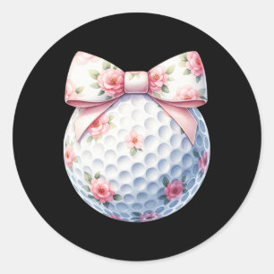 Blommig Kokett Båge Golfboll Golfspelande Golfare Runt Klistermärke