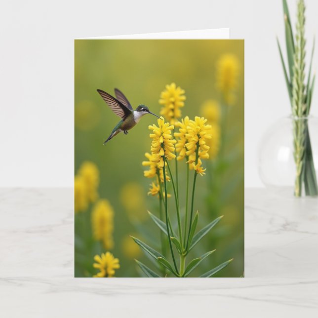 Blommig Kolibri-kort Kort (Framsida)