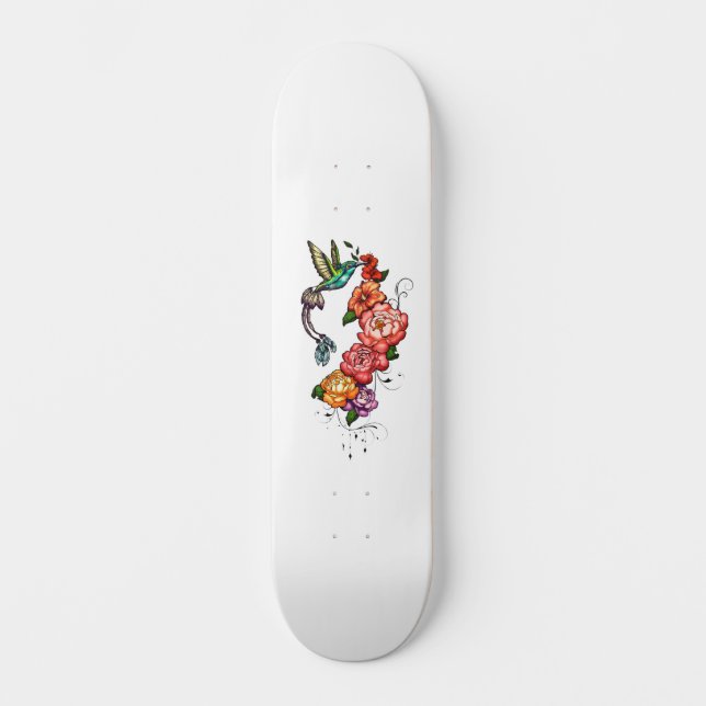 Blommig Kolibri Mini Skateboard Bräda 18,5 Cm (Framsida)
