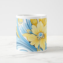 Blommig konst mönster Extra-Large mugg