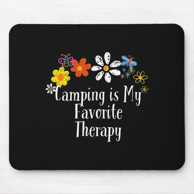 Blommig konstnärlig camping är favorit terapi musmatta (Framsidan)