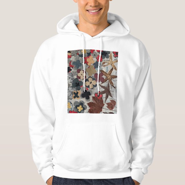 Blommig konsttryck i teal hoodie  (Framsida)